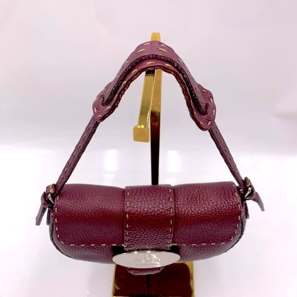 Auth Fendi Plum Selleria Leather Baguette Shoulder Bag Preloved Purse Excellent - Picture 8 of 14
